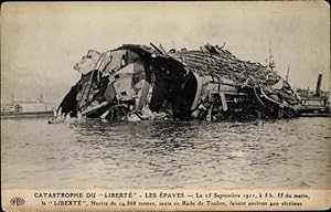 Ansichtskarte / Postkarte Catastrophe du Liberte, les Epaves, Französisches Kriegsschiff, Unterga...