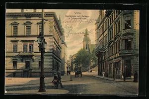 Ansichtskarte Witten, Marktplatz mit Rathaus und Johanniskirche