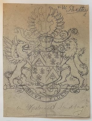 Wapenkaart/Coat of Arms: Original preparatory drawing of the Van Westervelt Sandberg Coat of Arms...