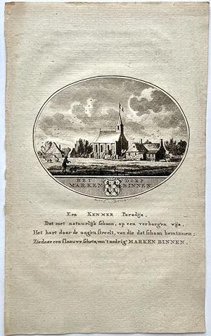 [Original city view, antique print] Het Dorp Marken Binnen, engraving made by Anna Catharina Brou...