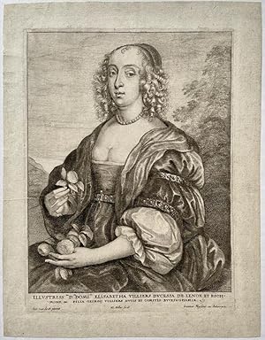 Antique print, etching | Portrait of Elisabetha Maria Villiers, published ca. 1645-1650.