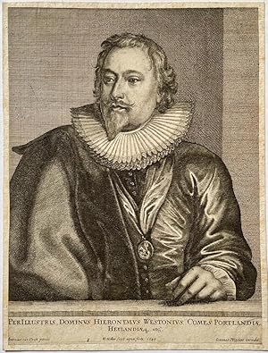 Antique print, etching | Portrait of Richard Weston, published 1645,1 p.