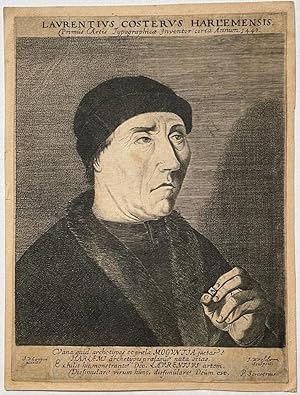 Imagen del vendedor de [Antique print, engraving, portrait, 1628] Portrait of Laurens Jansz Coster, published 1628, 1 p. a la venta por Antiquariaat Arine van der Steur / ILAB