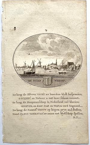 [Original city view, antique print] De stad Weesp, engraving made by Anna Catharina Brouwer, 1 p.