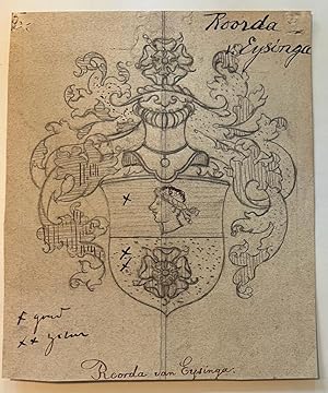 Wapenkaart/Coat of Arms: Original preparatory drawing of Roorda v. Eysinga Coat of Arms/Family Cr...