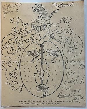 Wapenkaart/Coat of Arms: Original preparatory drawing of the Rotteveel Coat of Arms/Family Crest,...