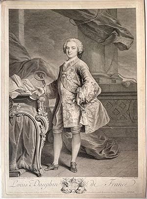 [Antique portrait print, engraving] Portrait of Louis, Dauphin de France, published ca. 1740-1755...