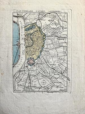 [Antique etching and engraving, 1831] Plan Itinéraire d'Anvers (Antwerpen) [Plattegrond van Antwe...