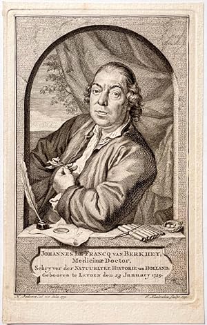 [Antique print, engraving] Portrait of natural historian Francq van Berkhey, published 1771, 1 p.