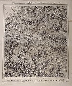 Bild des Verkufers fr Charte von Schwaben (Kopftitel). Trigonometrisch aufgenommen und gezeichnet von J. A. v. Amman. Kupferstich-Karte v. J. Carl Ausfeld. Tbingen, J. G. Cotta um 1825, 45,5 x 40 cm (Platte) zum Verkauf von Antiquariat Johannes Mller