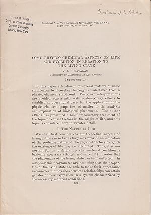 Seller image for Some Physico-Chemical Aspects of Life and Evolution in Relation to the Living State for sale by Robinson Street Books, IOBA