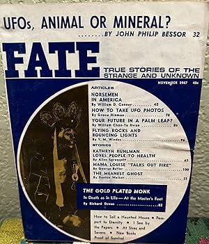 Fate Magazine; True Stories of the Strange and Unknown November 1967 Vol 20 No. 11 Issue 212