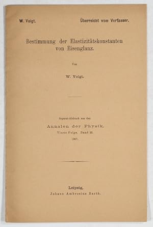 Bild des Verkufers fr Bestimmung der Elastizittskonstanten von Eisenglanz. zum Verkauf von Antiq. F.-D. Shn - Medicusbooks.Com