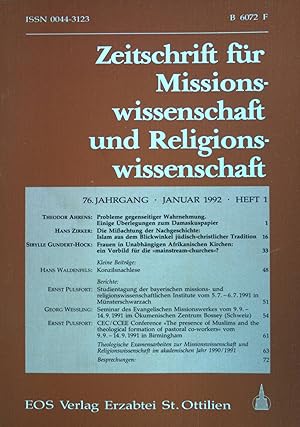 Bild des Verkufers fr Probleme gegenseitiger Wahrnehmung. Einige berlegungen zum Damaskuspapier - in: Zeitschrift fr Missionswissenschaft und Religionswissenschaft; 1992 / Heft 1. B 6072 F zum Verkauf von books4less (Versandantiquariat Petra Gros GmbH & Co. KG)