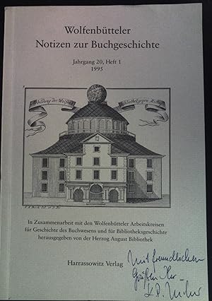 Imagen del vendedor de Wolfenbtteler Notizen zur Buchgeschichte; Jahrgang 20, Heft 1. a la venta por books4less (Versandantiquariat Petra Gros GmbH & Co. KG)