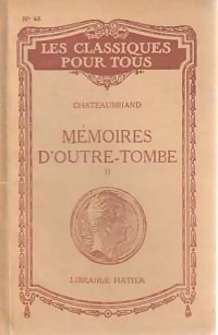 Image du vendeur pour M?moires d'Outre Tombe Tome II - Fran?ois Ren? Chateaubriand mis en vente par Book Hmisphres