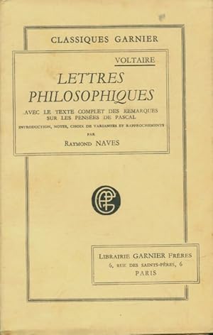 Imagen del vendedor de Lettres philosophiques - Voltaire a la venta por Book Hmisphres