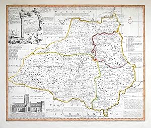 Antique Map DURHAM, Emanuel Bowen, Royal English Atlas, Original Antique County Map 1777