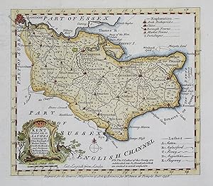 Antique Map KENT, Emanuel Bowen, Original County Map 1756