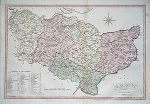 Antique Map KENT, Cary, Stockdale Large County Map 1805