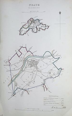 Antique Map NEATH,PORT TALBOT, WALES, Original Street Plan, Dawson Original 1832