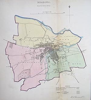Antique Map READING, BERKSHIRE, Original Street Plan, Dawson 1832