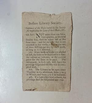 c. 1796 : Rules of the Boston Library Society