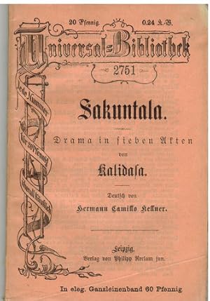 Seller image for Sakuntala. Drama in sieben Akten von Kalidasa. Deutsch von Hermann Camillo Kellener. for sale by Antiquariat Appel - Wessling