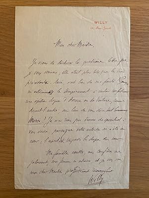 Imagen del vendedor de Une lettre autographe signe  un critique littraire a la venta por LIBRAIRIE HRODOTE JEAN-LOUIS CECCARINI