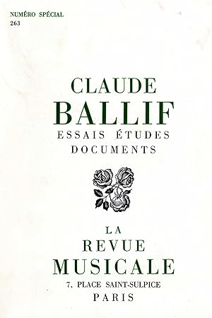 Claude BALLIF : Essais - Études - Documents.
