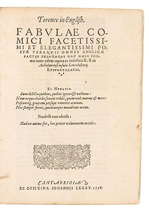 Terence in English. Fabulae comici facetissimi et elegantissimi poetæ Terentii omnes Anglicæ fact...