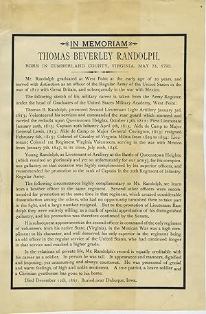 In Memoriam Thomas Beverley Randolph. Broadside