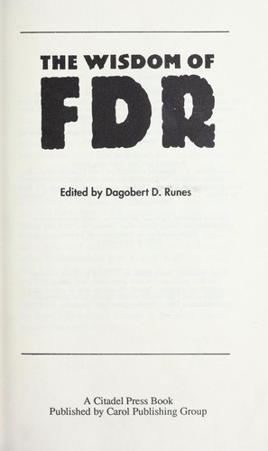 Imagen del vendedor de The Wisdom of FDR a la venta por Giant Giant