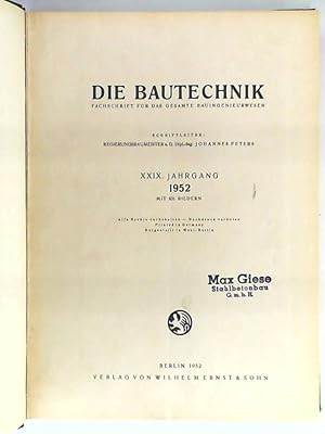 Die Bautechnik - 29. Jahrgang 1952 - Heft 1-12 gebunden