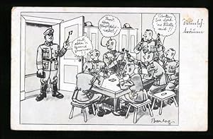 Bild des Verkufers fr Knstler-Ansichtskarte Ferdinand Barlog: Soldaten beim Kartenspiel zum Verkauf von Bartko-Reher