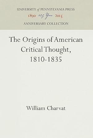 Bild des Verkufers fr The Origins of American Critical Thought, 1810-1835 zum Verkauf von moluna
