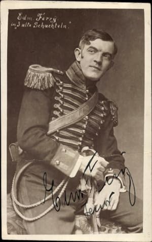 Foto Ansichtskarte / Postkarte Sänger Edmund Ferry, 3 alte Schachteln, Portrait, Autogramm