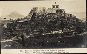 Bild des Verkufers fr Ansichtskarte / Postkarte Athen Griechenland, Akropolis vom Gefngnis des Sokrates aus zum Verkauf von akpool GmbH