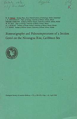 Image du vendeur pour Biostratigraphy and Paleotemperatures of a Section Cored on the Nicaragua Rise, Caribbean Sea mis en vente par ConchBooks