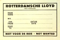 Seller image for Bagagelabel Rotterdamsche lloyd. Niet voor de reis for sale by nautiek