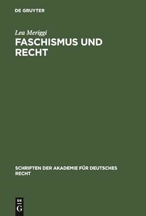 Imagen del vendedor de Faschismus und Recht : Vortrag, gehalten in der II. Vollsitzung der Akademie fr Deutsches Recht am 29. Januar 1934 a la venta por AHA-BUCH GmbH