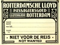 Seller image for Bagagelabel Rotterdamsche lloyd. Passagiersgoed for sale by nautiek