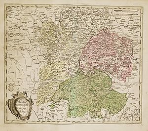 Immagine del venditore per Mappa Geographica Sueviae, Helvetiae, Lotharingiae, ed adjacentium Regionum" - Schwaben / Baden-Wrttemberg / Schweiz / Suisse / Switzerland / Lorraine / Lothringen venduto da Antiquariat Steffen Vlkel GmbH