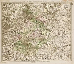 Imagen del vendedor de Mappa Geographica Landgrav. Thuringiae, cum Regionibus Adiacentibus" - Thringen / Erfurt / Weimar / Jena / Mhlhausen / Nordhausen / Thringer Wald a la venta por Antiquariat Steffen Vlkel GmbH