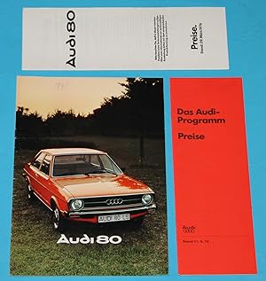 Audi 80 - Prospekt - Das Audi-Programm + Preise ( Preisliste ) Stand 11.9.75 + Audi 80 Preise Sta...