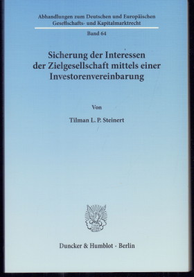 Seller image for Sicherung der Interessen der Zielgesellschaft mittels einer Investorenvereinbarung. for sale by Antiquariat Jenischek