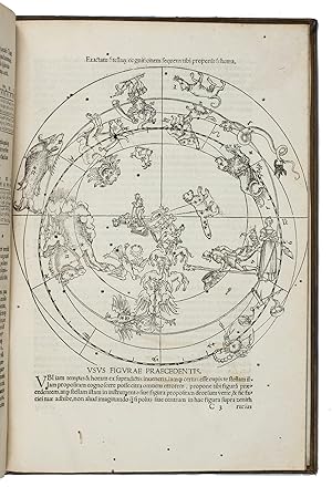 Image du vendeur pour Horoscopion Apiani generale dignoscendis horis cuiuscumque.Ingolstadt, [the author], 1533. Small folio (20 x 29 cm). Title printed in red and black with a large woodcut showing Apianus's scientific instrument described in this work, the "horoscopion", several tables and 25 woodcut illustrations in the text (1 nearly full-page). Modern brown sheepskin with new paste-downs, blind-tooled triple-fillet frame on each board, author's name in gold on spine, blue sprinkled edges. mis en vente par Antiquariaat FORUM BV