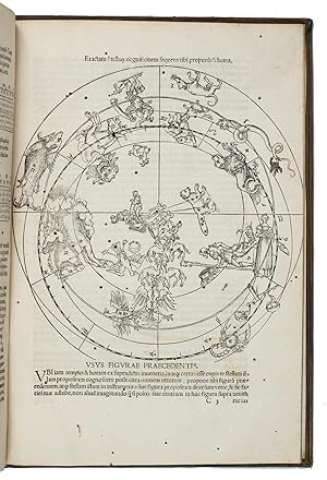 Seller image for Horoscopion Apiani generale dignoscendis horis cuiuscumque.Ingolstadt, [the author], 1533. Small folio (20 x 29 cm). Title printed in red and black with a large woodcut showing Apianus's scientific instrument described in this work, the "horoscopion", several tables and 25 woodcut illustrations in the text (1 nearly full-page). Modern brown sheepskin with new paste-downs, blind-tooled triple-fillet frame on each board, author's name in gold on spine, blue sprinkled edges. for sale by Antiquariaat FORUM BV