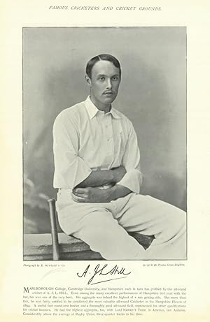 [Allen J. L. Hill. Bowler. Took 1st wicket in 1st ever test. Hampshire cricketer]