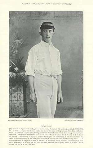 [Foster Hugh Egerton Cunliffe. Batsman & left-arm bowler. Oxford cricketer]